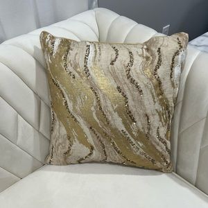 Gold beaded pillow